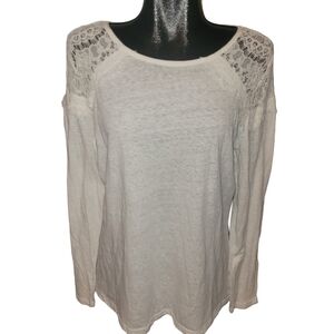 Gap White Lace Shoulder Long Sleeve Top XL